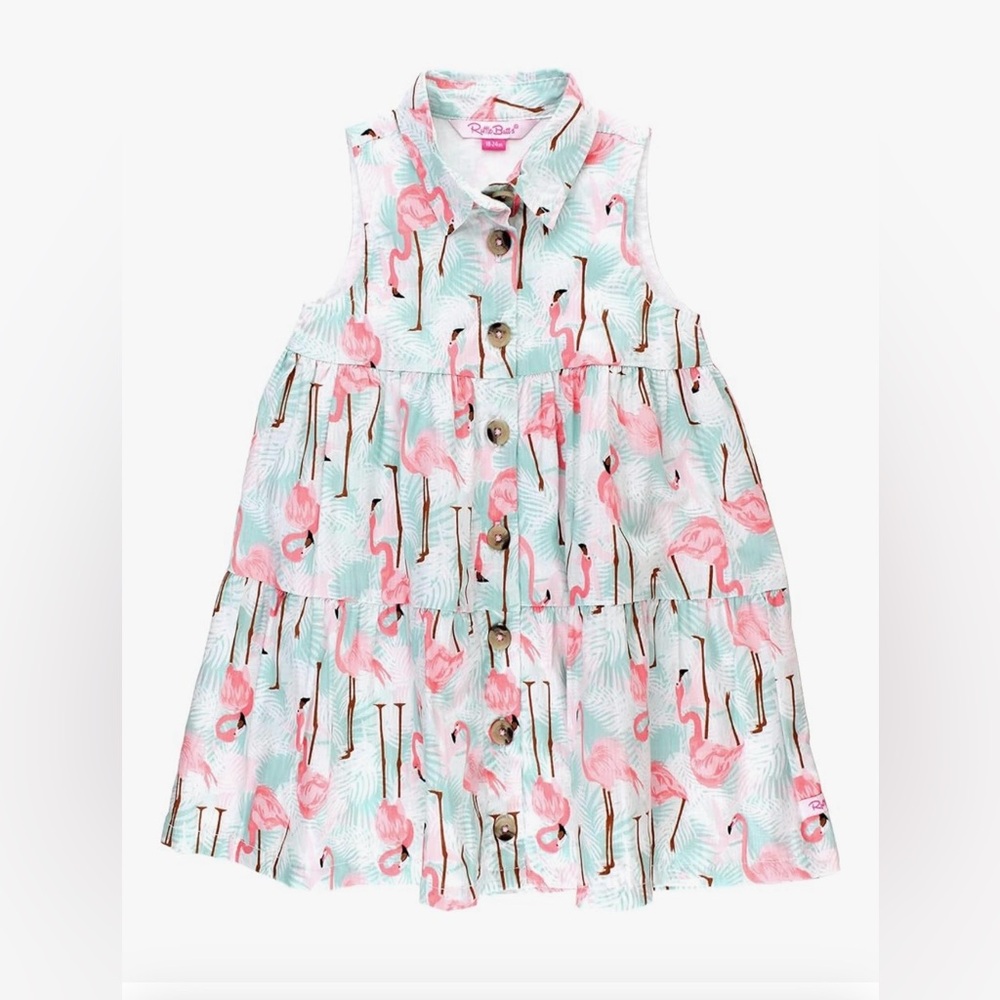 Ruffle Butts Flamingo Print Sleeveless Dress